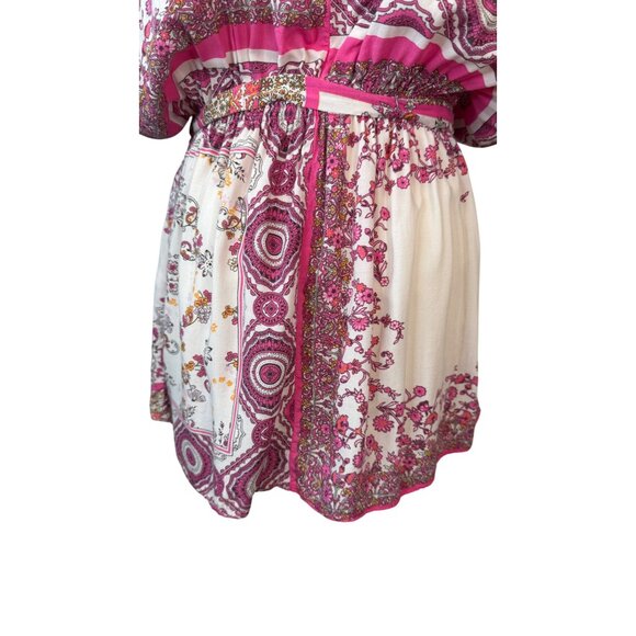 J. Crew XS Re-Imagined Cotton Boho Print Tie-Neck Mini Self Belt Dress - Picture 12 of 13